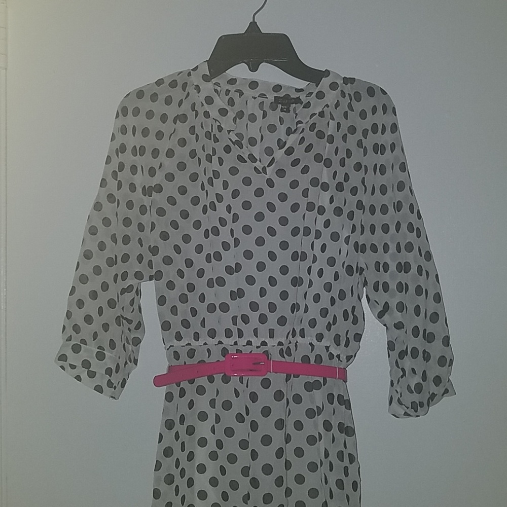 NWOT Polka dot dress with pink belt